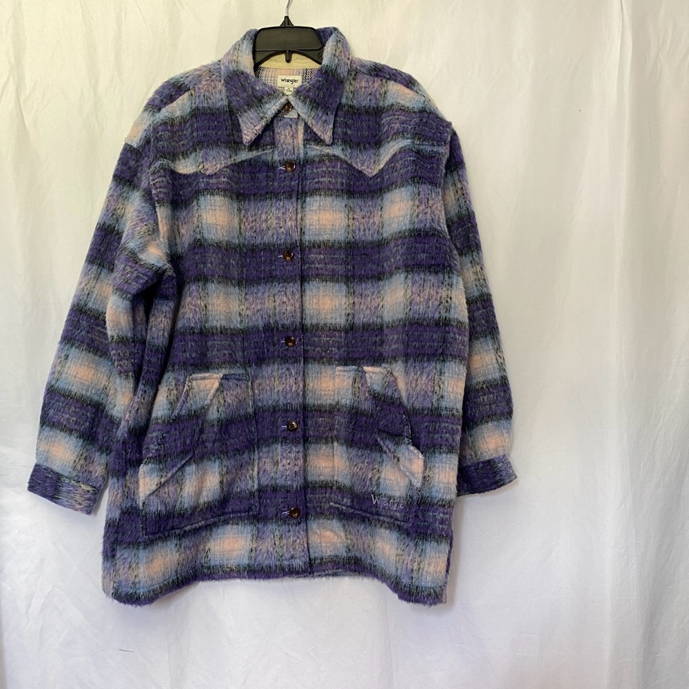 Wrangler Oversized Western Jacket Coat Purple Check Urban Outfitters Size Small